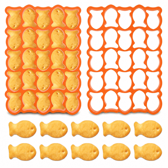 RAIRSKY 2 Pcs Goldfish Cracker Cutter,Plastic Mini Fish Cookie Cutter Cute Cracker Cutters Goldfish Shaped Biscuit Baking for Sugar Chocolate Creative Cookie Making (25 Fishes)