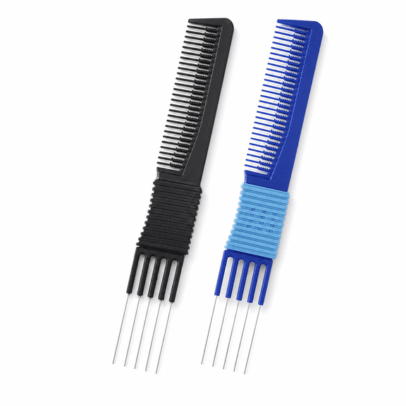 RAIRSKY 2 Pcs Hair Teasing Comb with Pick, Metal Backcombing & Fluffing Comb for Fine Hair