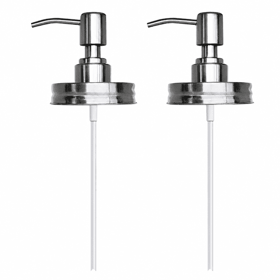 RAIRSKY 2 Pcs Hand Soap Dispenser Lotion Pump Mason Jar Dispenser Foaming Dispenser Stainless Steel Lids Pump Dispenser