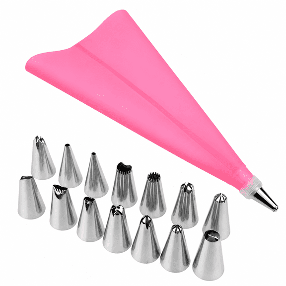 RAIRSKY 2026 New 16 Pcs/Set Icing Piping Cream Pastry Bag Stainless Steel Nozzle Pastry Tips Converter Diy Cake Decorating Tools for Cakes,Cupcakes,Cookies,Desserts,Bakery,Home