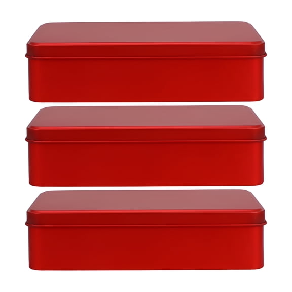 RAIRSKY 2026 New 3Pcs Empty Metal Tins Box with Lid Rectangular Cookie Tin Treats Storage Container for Cookies,Candies,Snacks,Pantry Storage,Kitchen Organization,Gift Packaging,Holiday Treats.