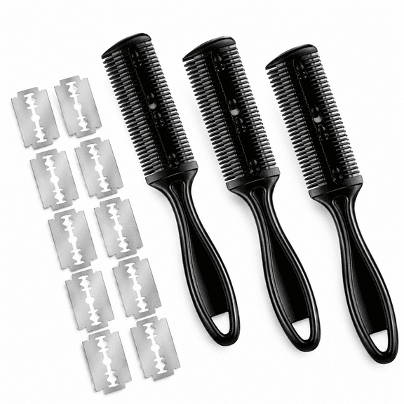 RAIRSKY 2026 New 3Pcs Hair Razor Combs Double Side Hair Cutting Comb with 10 Stainless Steel Blades, for Hair Cutting, Texturizing, Layering, Salon Use, Diy Hair Styling, Precision Cutting.
