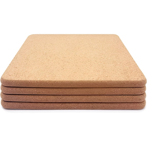 RAIRSKY 2026 New 4Pcs High Density Thick Square Cork Trivets for Hot Dishes,4 Inch Heat Resistant Cork Coaster Hot Pads,4 for Kitchen,Dining Table,Cookware,Hot Pots,Home Use