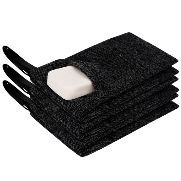 RAIRSKY 2026 New 6 Pack Large Soap Saver Bag,Body Exfoliator Bar Soap Scrubber Pouch for Shower and Bath,Rough Soap Pocket Soap Saver Pouch for Massage,Peeling (Black)