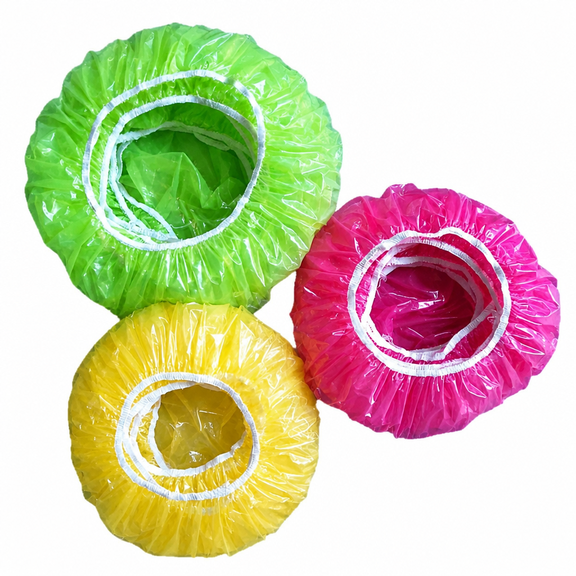 RAIRSKY 2026 New Bowls Cups Covers Food Cover Dust Cover Plastic Pot Caps Waterproof Shower Cap for Vegetables Fresh Protection Or for Home, Hotel Shower Cap Pack of 60