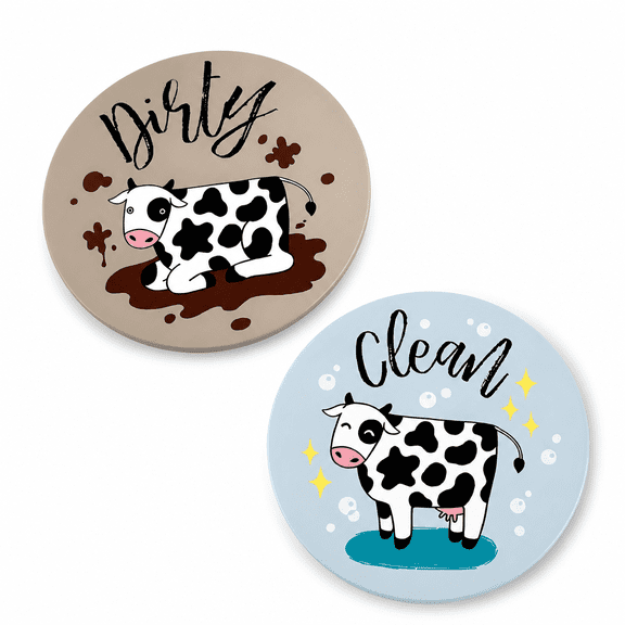 RAIRSKY 2026 New Dirty Clean Dishwasher Magnet, Dishwasher Magnet Clean Dirty Sign Magnet, Kitchen Reversible Dish Washer Magnet Sign, Refrigerator Magnet Flip with Magnetic Plate