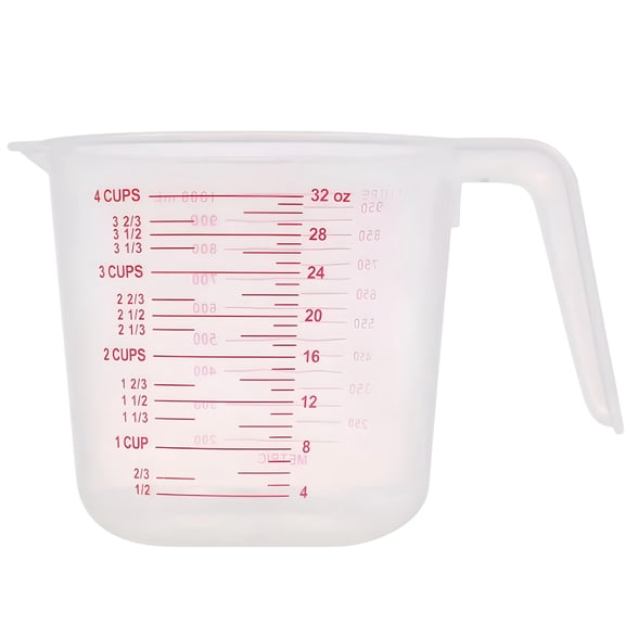 RAIRSKY 2026 New Large 4-Cup Capacity Clear Plastic Measuring Cup,Cooking Baking Home Kitchen Tool with Cups Ounces Milliliter Markings Bakery Restaurant Pastry Cafeterias Cafe Shops Gift Utensil