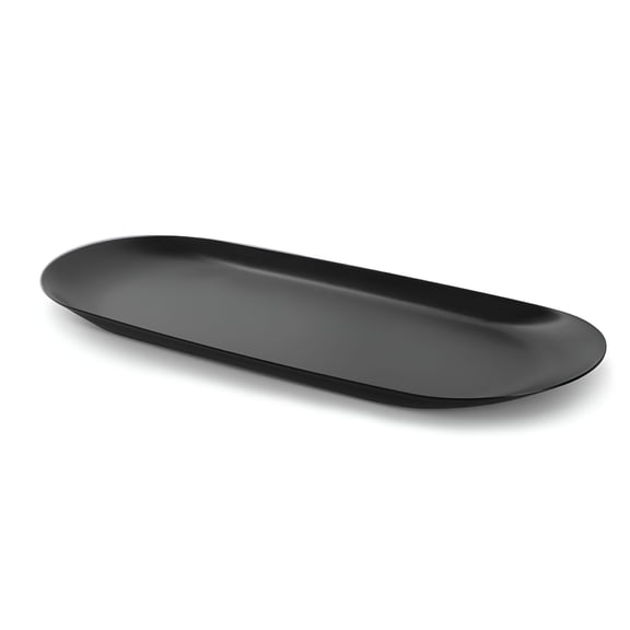 RAIRSKY 2026 New Stainless Steel Oval Tray 23X9.5X1Cm Multi-Color Metal Serving Tray for Food Aromatherapy Candle Tool Bathroom Kitchen for Dining,Living Room,Patio,Party (Black)
