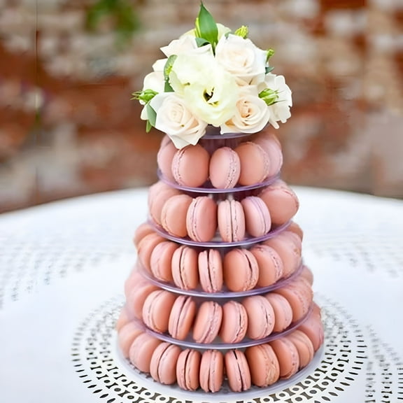 RAIRSKY 2026 New Stand Cake Round Tower Macaron Plastic Display Stand 6-Layer Cake Rack,For Cake Decoration,Dessert Display,Party Presentation,Event Showcasing,Macaron Storage