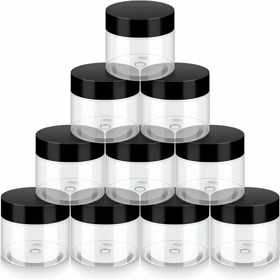 RAIRSKY 20Pcs Small Travel Cosmetic Containers, Leak-Proof Plastic Containers with Sealed Lids, Wide-Mouth Storage Containers, Clear Empty Storage Jars, for Slime Lotions Scrubs Bath Salt 2oz