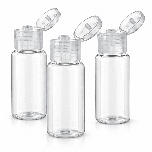 RAIRSKY 24Pcs 15Ml \/ 0.5Oz Empty Clear Plastic Flip Cap Cosmetic Dispenser Bottle Container Vial Pot for Shampoo Lotions Emollient Water Shower Gel Emulsion Sample Toiletry Labs