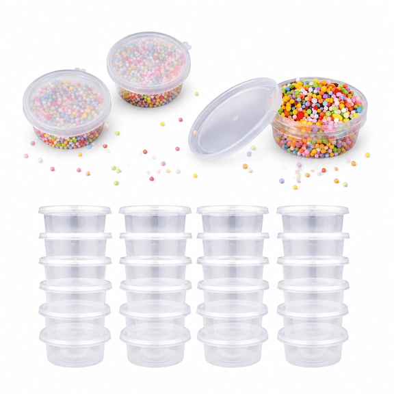 RAIRSKY 25Pack Small Slime Containers with Lids,Jello Shot Cups Condiment Containers Portion Cups with Lids for Salad Dressing Food Storage Containers (2 oz)