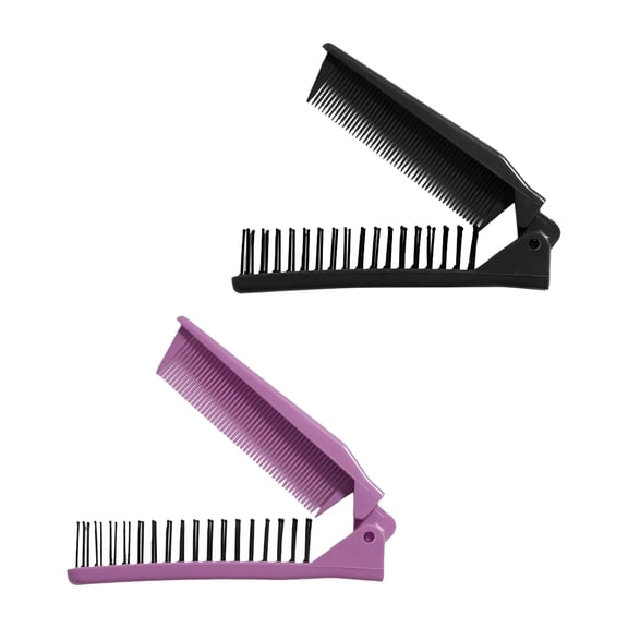 RAIRSKY 2Pcs Portable Travel Folding Hair Comb Brush Combo Compact Hair Brush Pocket Size Comb Double Headed for Women Men