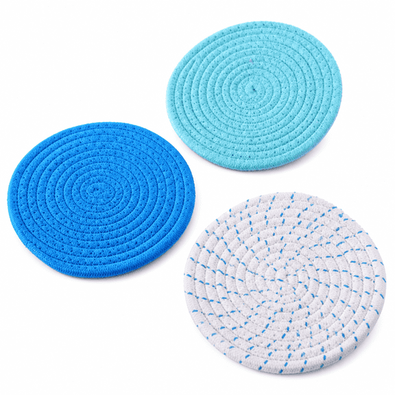 RAIRSKY 3 Pcs Pot Holders,Cotton Rope Weaving Hot Pads,Lock Stitching Table Mat,7"