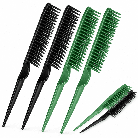 RAIRSKY 3 Row Comb,4 Pcs Curl Defining Combs Triple Row Styling Comb,Rat Tail Teasing Brush,Styling Hair Combs for Women Detangling,Defining and Curls Sectioning Hair