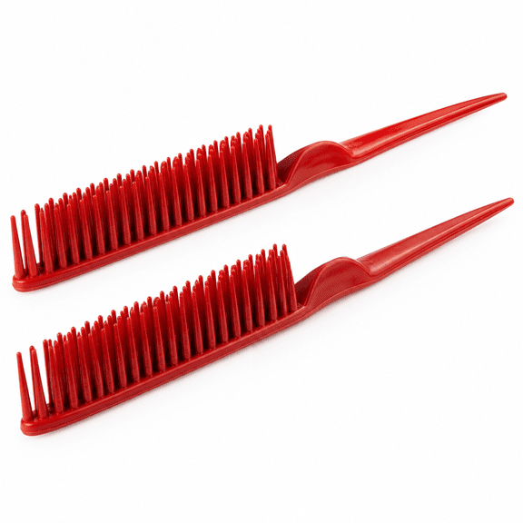 RAIRSKY 3 Row Styling Comb for Detangling,Defining and Separating Curls 3 Row Comb for Natural Hair (Red)