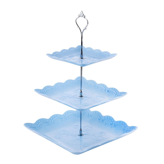 RAIRSKY 3-Tier Porcelain Cupcake Stand Serving Tray Embossed Elegant Dessert Cake Stand Pastry Serving Stand for Tea Party Wedding and Birthday