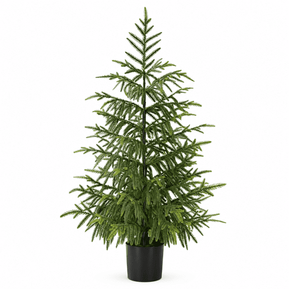 RAIRSKY 3Ft Artificial Norfolk Pine Tree with Pot,36" Real Touch Table Top Christmas Tree,Table Top Christmas Tree for Front Porch Table Indoor Outdoor Decor