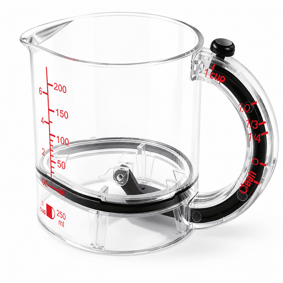 RAIRSKY 4-In-1 Adjustable Measuring Cup-Up Cup Push Up Measuring Cup with Handle&Adjustable Base for Cooking Baking Measuring Cup