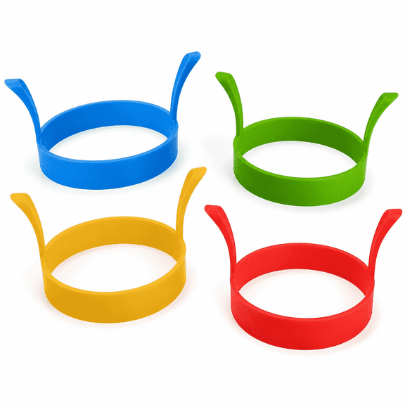 RAIRSKY 4 Pack Silicone Egg Rings,3.1inch Non Stick Egg Moulds Egg Cooking Rings Heat-resistant Pancake Rings Round Egg Ring Mold For Frying Perfect Fried Eggs