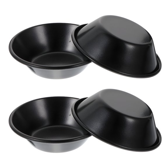 RAIRSKY 4 Pieces 3" Mini Pie Pan Black Tins Round Pan for Baking Carbon Steel Pizza Nonstick Plate