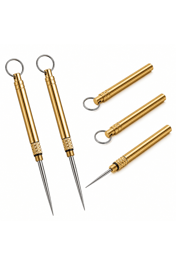 5 Pcs Metal Toothpicks with Key Ring Portable Toothpicks