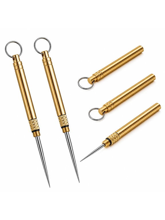 5 Pcs Metal Toothpicks with Key Ring Portable Toothpicks
