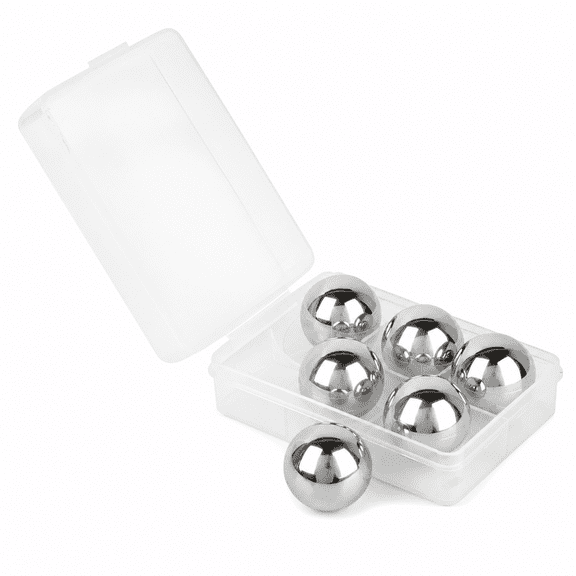 RAIRSKY 6pcs 1" Stainless Steel Whiskey Rocks Chilling Stone Vodka Ice Balls Chiller Stone Beer Wine Cooling Ball