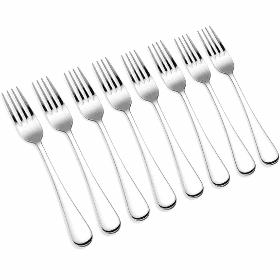RAIRSKY 8 Pcs Cake Forks Essential Dessert Forks Stainless Steel Pastry Fork Set for Fruit Ice Cream Salad Steak