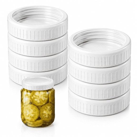 RAIRSKY 8Pcs Jar Rings,Plastic Wide Mouth Jar Screw Bands Replacement Reusable Canning Bands Ring Seals Compatible with Most Jars Lids Supplies