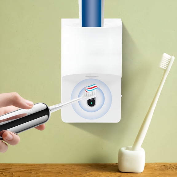 RAIRSKY Automatic Toothpaste Dispenser with Sensor 1800mAh Rechargeable Electric Toothpaste Dispenser 4 Level Toothpaste Squeezer Pump Wall Mounted Smart Toothpaste Dispenser Detachable for Home