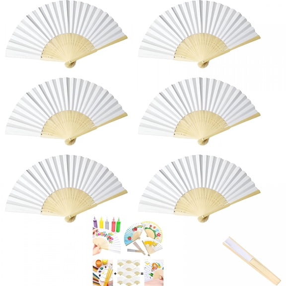 RAIRSKY Bamboo Sublimation Fans Blanks,Line Dance Handheld Folding Fan with Loud Clappers,Rave Snap Clack Popping Fans,Large Metal Fans,Chinese & Japanese Style Boots on the Ground(6Pcs)