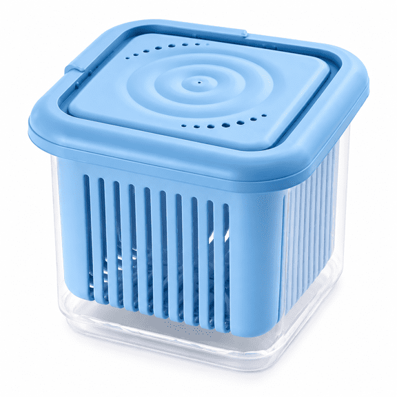 RAIRSKY Berry Keeper Box for Fridge,Keep Berry Fresh for 20 Days,Refrigerator Produce Saver Food Storage Containers,Blue,Large