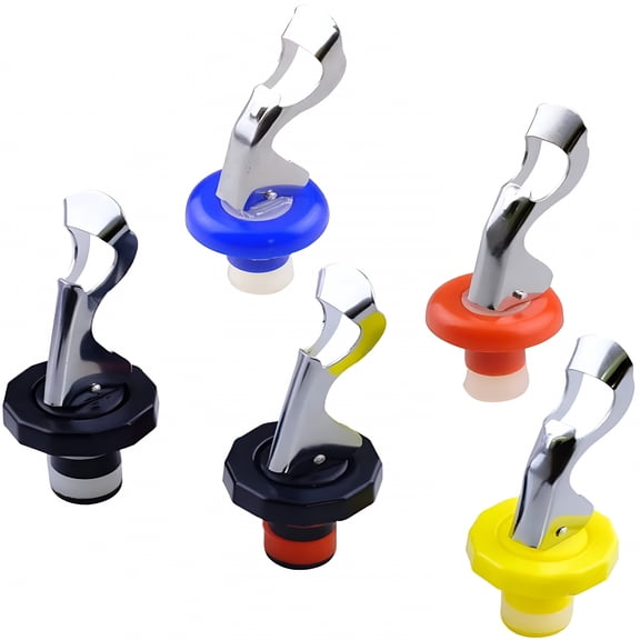 RAIRSKY Bottle Pump Vacuum Cap Round Bottle Leak Proof Reusable Round Wine Stopper Bottle Stoppers Lever Arm Sealer Closure Bottle Saver Cap For Wine Champagne Drink 5 Pieces
