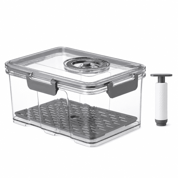 RAIRSKY Bread Box Bread Boxes for Kitchen Counter Airtight,Time Recording Bread Storage Container with Lid,Bread Container Boxes with Vacuum Pump,Bread Keeper for Homemade Bread,Toast,Bagel