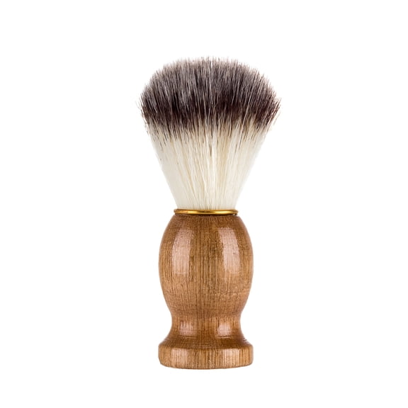 RAIRSKY Brown Wooden Handle Nylon Bristles Beard Shaving Brush for Men with 3.5 inches