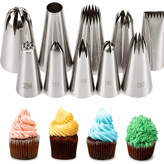 RAIRSKY Cake Decorating Icing Piping Tip Set,10 X-Large Decorating Tips