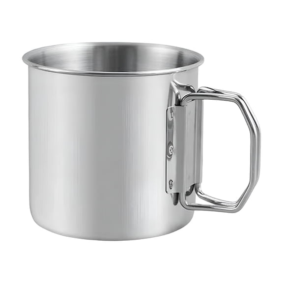 RAIRSKY Camping Cup,Camping Mug with Foldable Handles,Stainless Steel Drinkware Camping Water Boiling Cup,Outdoor Cups for Backpacking Outdoor 260ml