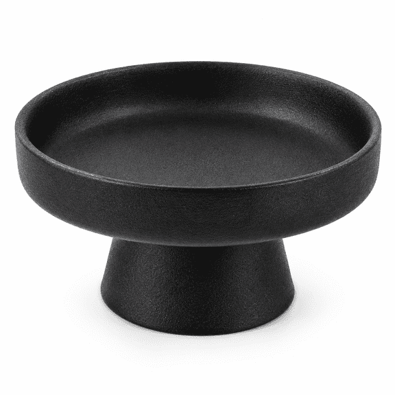 RAIRSKY Ceramic Fruit Bowl Footed Decorative Holder Black