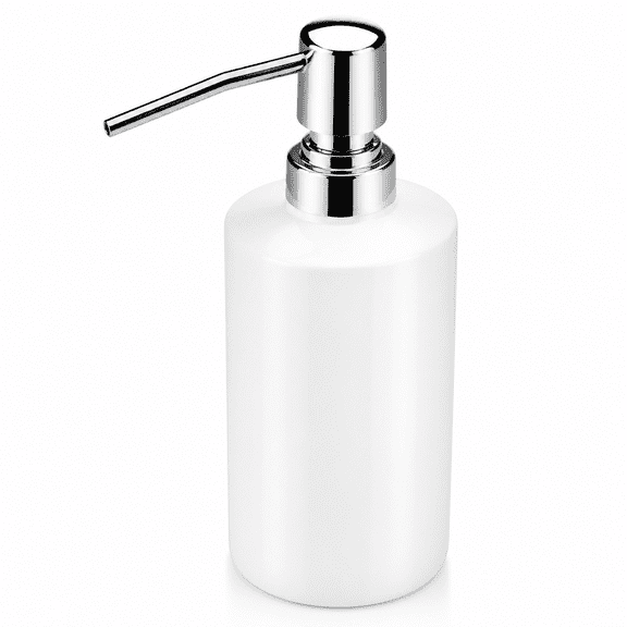 RAIRSKY Ceramic Soap Dispenser,10 Ounce Kitchen Sink Shampoo Soap Dispenser for Bathroom,Ceramic Hand Soap Dispenser (White)