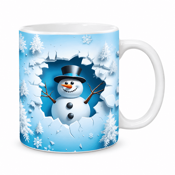 RAIRSKY Christmas Snowman Santa Mug - 15Oz Ceramic Coffee Cup with Handle,Dishwasher & Microwave Safe,Holiday Gift for Family & Friends