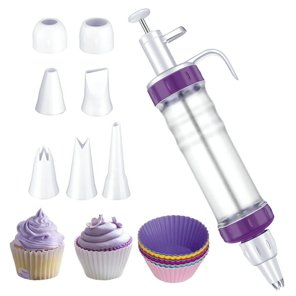 RAIRSKY Dessert Decorating Syringe Set,Icing Dispenser Tool,Dessert Decorator Pro with 7 Icing Nozzles for Pushes Icing to Decorate Baked,Cake Decorating Gun for Frosting Cream to Make Cupcakes