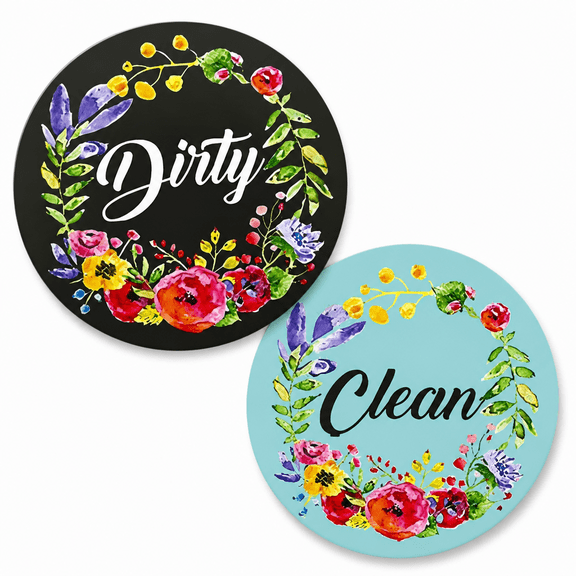 RAIRSKY Dirty Clean Dishwasher Magnet,Dishwasher Magnet Clean Dirty Sign Magnet,Kitchen Reversible Dish Washer Magnet Sign,Refrigerator Magnet Flip with Magnetic Plate