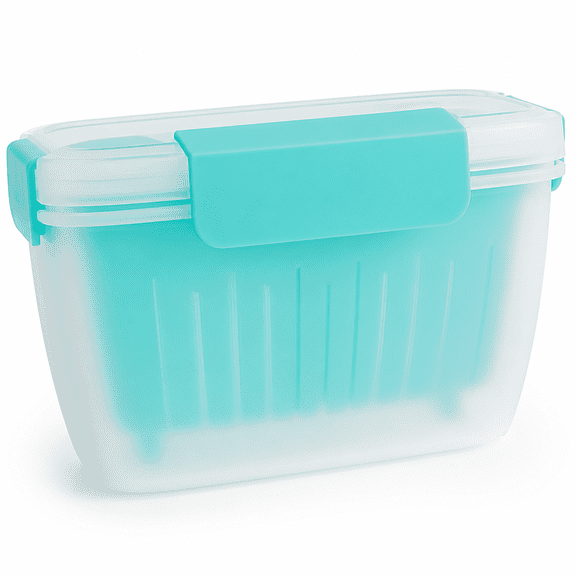 RAIRSKY Double Storage Box Lettuce Keeper Berry Containers for Fridge Sink Colander Refrigerator Organizer Bin