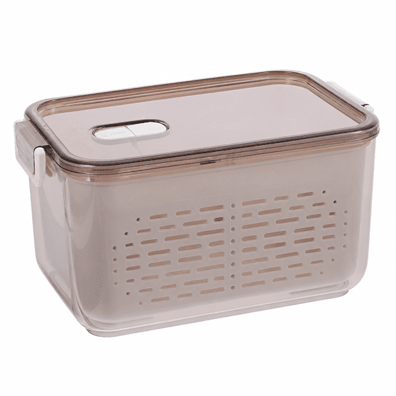 RAIRSKY Drained Vegetable Basket Glass Fruit Storage Containers for Fridge Produce Refrigerator Box Snack Vegetables Strainer Salad Lunch Food with Lids