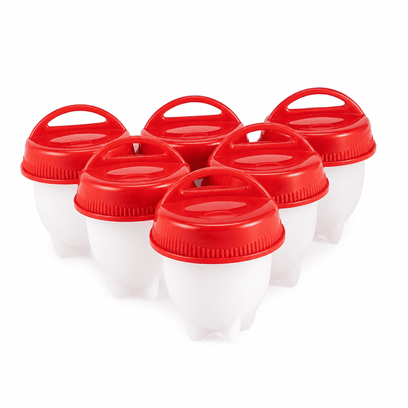 RAIRSKY Easy Egg Cooker Hard or Soft Boiled Without Shell Plastic- Set of 6 Pods