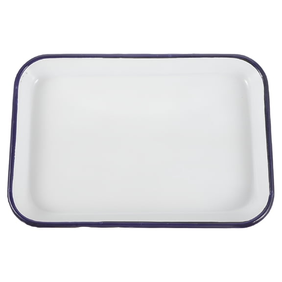 RAIRSKY Enamel Baking Sheet Pan - White Ceramic Cookie Sheet Non-stick Jellys Rolls Pan Rectangular Serving Tray Enamel Dish Pancake Oven Tray for Kitchen