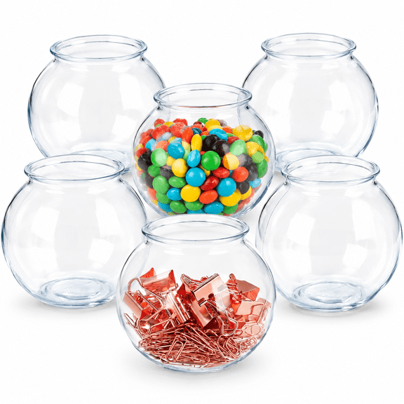 RAIRSKY Fish Bowls for Drinks-6 Pack-16 Oz-Bpa-Free Small Plastic Ivy Bowls for Crafts,Mini Fish Bowls Unbreakable,Candy Dishes for Party Centerpieces,Carnival Fishing,Home Decor