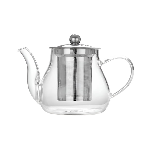 RAIRSKY Glass Teapot Clear Glass Tea Kettle With Strainer Heatproof Tea Loose Leaf Borosilicate Teapot With Removable Infuser Stovetop 400Ml