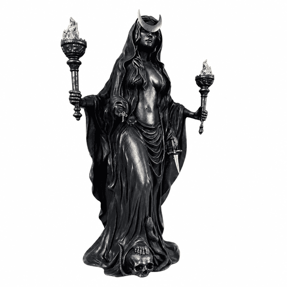 RAIRSKY Hecate Statue Halloween Decorations The Witch of The Night Greek Goddess with Animal Figures Mythological Collectible Indoor Decor